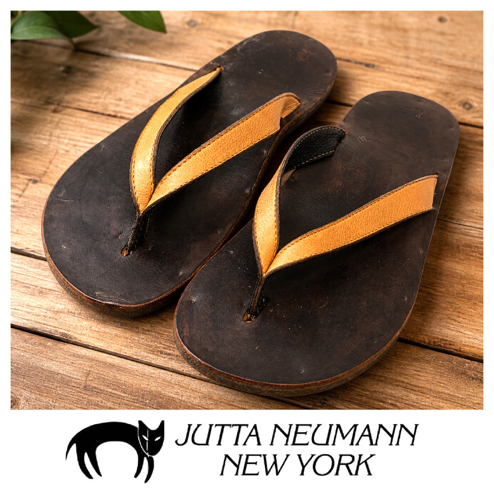 Jutta Neumann New York Gabi Sandals Mens 11 Tan Leather Thong Handmade Flip Flop